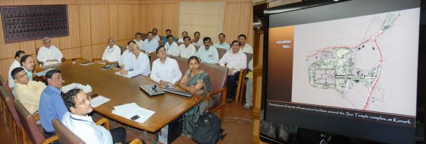 Naveen Patnaik in a Meeting on Peripheral Development of Konark by Indian Oil Foundation at Secretariat.