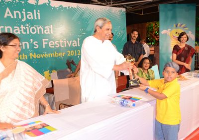 Chief Minister Shri Naveen Patnaik at the 11th Anjali International Childrens Festival at Adivasi Exhibition Ground, Bhbaneswar  Date-02-Nov-2012 