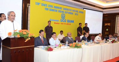 Chief Minister Shri Naveen Patnaik addressing at the 129th S.L.B.C. Meeting at Convention Hall, Hotel Mayfair, Bhubaneswar Dated-15-Nov-2012