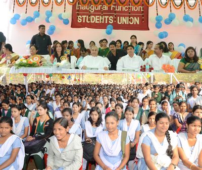 Chief Minister Shri Naveen Patnaik at the R.D. Womens College Student Union FunctionDate-16-Jan-2013