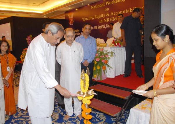 Naveen Patnaik inaugurating National Workshop on Equity, Accountability and Quality in NRHM at Hotel Mayfair Lagoons.