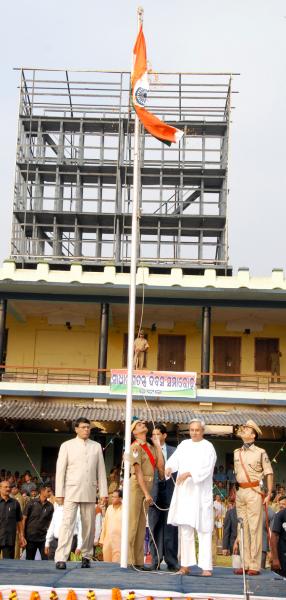 Naveen Patnaik flag hoisting the Republic Day parade at Barabati Stadium, Cuttack.