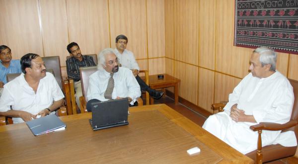 Naveen Patnaik with Dr. Sam Pitroda at Secretariat.