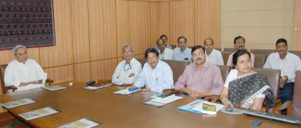 Naveen Patnaik reviewing on Scholarships Scheme administered by Higher Education Department at Secretariat on 21-5-2011. 