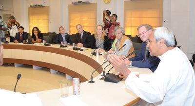 Chief Minister Shri Naveen Patnaik with President, World Bank at a meeting in SecretariatDate-28-Mar-2012