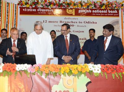 Chief Minister Shri Naveen Patnaik inaugurating the e-opening of 100th Branch of Punjab National Bank in the State at Sheragada, Ganjam District Date-11-Mar-2012