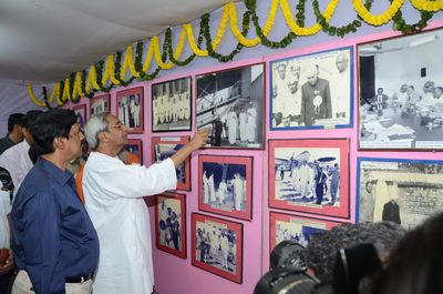 Chief Minister Shri Naveen Patnaik going round the Photo Exhibition on the life and work of Biju Patnaik on the occasions of birth anniversary of Biju Patnaik at Jaydev BhawanDate-05-Mar-2012