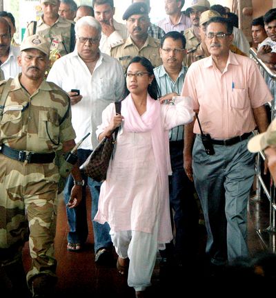 Union Minister of State, RD, Agatha Sangma arriving at Biju Patnaik Airport Date-09-Jun-2012