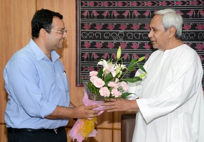 Chief Minister Shri Naveen Patnaik with Mr. Cyrus Mistry, Designated Chairman, TATA Group at Secratariat Date-12-Jun-2012