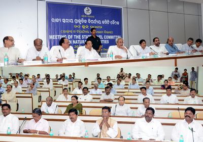 Chief Minister Shri Naveen Patnaik presiding over the meeting of the State Level Committee on Natural Calamities at Secretariat Date-20-Jun-2012