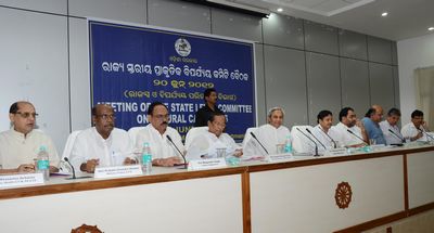 Chief Minister Shri Naveen Patnaik presiding over the meeting of the State Level Committee on Natural Calamities at Secretariat Date-20-Jun-2012 