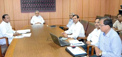 Chief Minister Shri Naveen Patnaik reviewing on Indravati Right Canal at SecretariatDate-08-Aug-2012