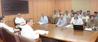 Chief Minister Shri Naveen Patnaik reviewing on progress of Lower Suktel Irrigation Project at Secretariat Date-05-Sep-2012