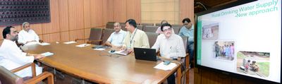Chief Minister Shri Naveen Patnaik reviewing on rural drinking water supply at SecretariatDate-11-Sep-2012