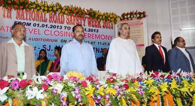 Chief Minister Shri Naveen Patnaik attending closing ceremony of the 24th National Road Safety Week at IDCOL Auditorium, Bhbaneswar Date-07-Jan-2013