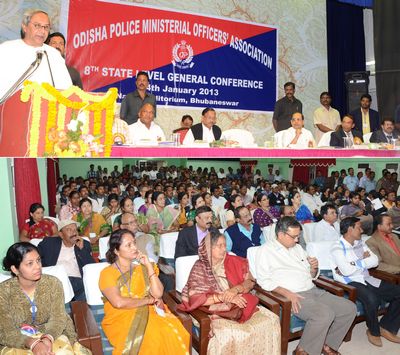 Chief Minister Shri Naveen Patnaik addresing at the Odisha Police Ministerial Officers Association of 8th State Level General Conference at BhbaneswarDate-14-Jan-2013