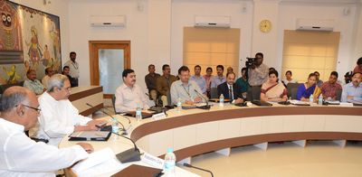Chief Minister Shri Naveen Patnaik at the meeting of the State Employment Guarantee Council under MGNREGS at Secretariat Dated-19-Jan-2013