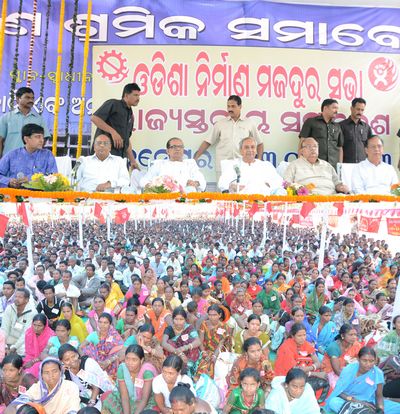 Chief Minister Shri Naveen Patnaik at the Odisha Construction Workers Conference 