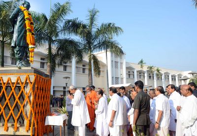 Chief Minister Shri Naveen Patnaik floral tribute to Biju Patnaik on the occasions of birth anniversary of Biju Patnaik at OLA Premises 