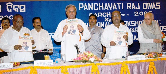 Naveen Patnaik releasing the Panchayati Samachar accession of State Level function on Panchayti Raj Divas.