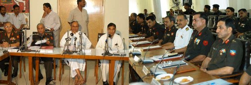 Naveen Patnaik addressing the Civil Military Liaison Conference at Secretariat.