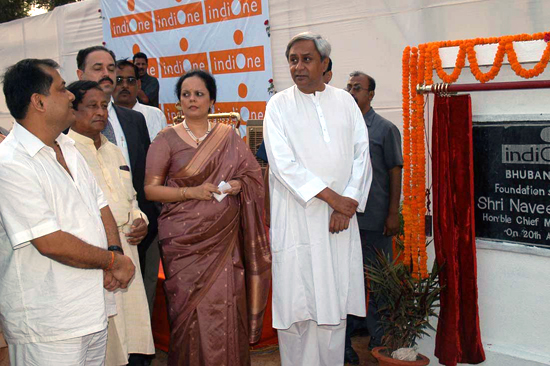 Naveen Patnaik laying foundation stone of IndiOne Hotel at Bhubaneswar.