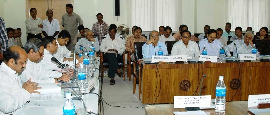 Naveen Patnaik presiding over the State Level Natural Calamities Committee Meeting in 3rd Floor Conference Hall at Secretariat.