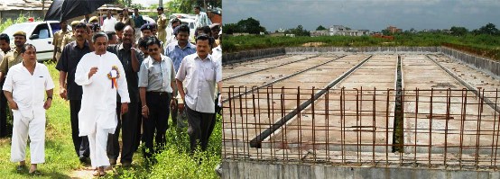 Naveen Patnaik watching the progress of International Swimming Pool constructed at Kalinga Stadium, Bhubaneswar.