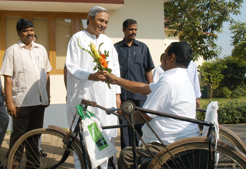 Handicapped Person Wishing Happy New Year to Chief Minister Shri Naveen Patnaik at Naveen Nivas.