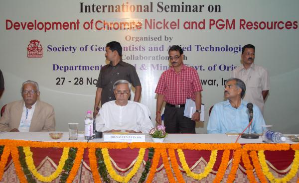 Naveen Patnaik attending the International Seminar on Development of Chromite Nickel and PGM Resources at Bhubaneswar.