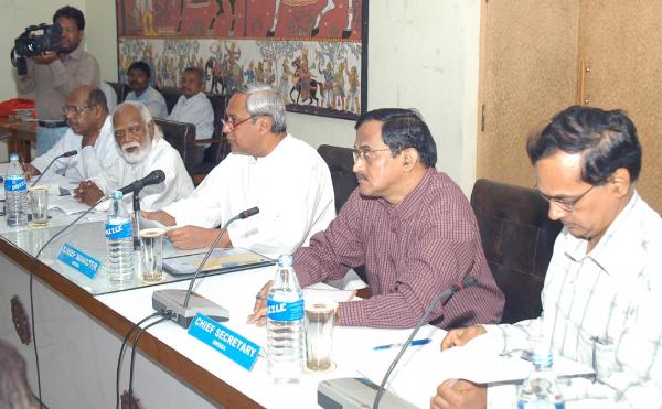 Naveen Patnaik attending State Level High Power Vigilance & Monitoring Committee meeting at Secretariat.