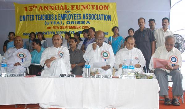 Naveen Patnaik attending the 13th Annual Function of United Teachers & Employees Association at Bhubaneswar.