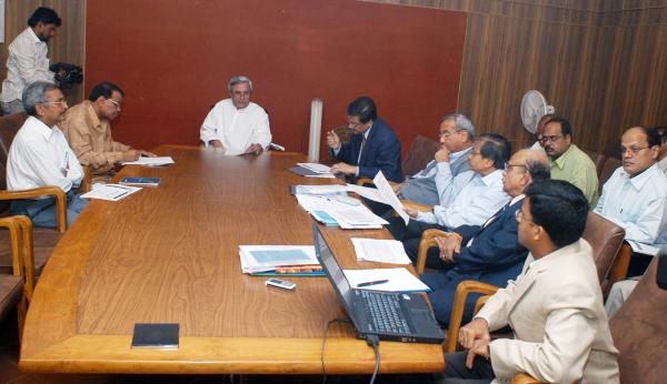 Naveen Patnaik presiding over a high level meeting on development of Irrigation potential in the State at Secretariat.
