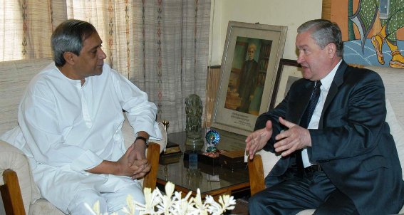Naveen Patnaik  with His Excellency Mr. Vy.I. Trubnikov, Ambassador of Russia at Secretariat.
