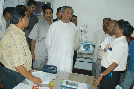 Naveen Patnaik is visiting Flood Control Room in the office of Chief Engineer, Water Resources Deptt.