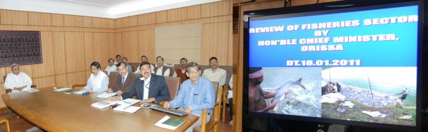 Naveen Patnaik reviewing the schemes of Fisheries & Resources Development Department at Secretariat.
